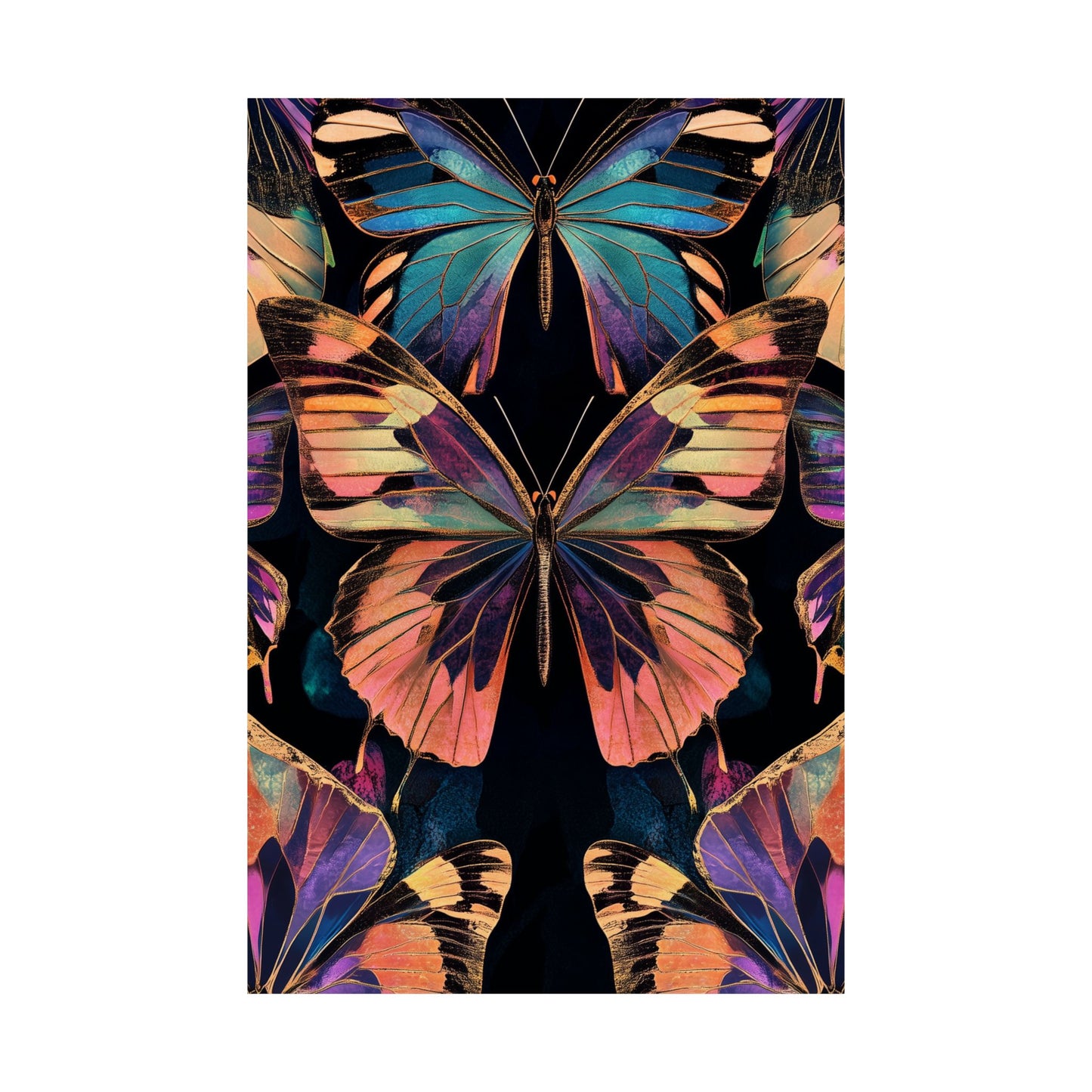 Vibrant Boho Butterflies Fine Art Pint - Matte Poster - Colorful Wall Art for Nature Lovers