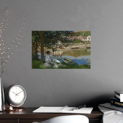 On the Bank of the Seine at Bennecourt - Monet Fine Art Poster
