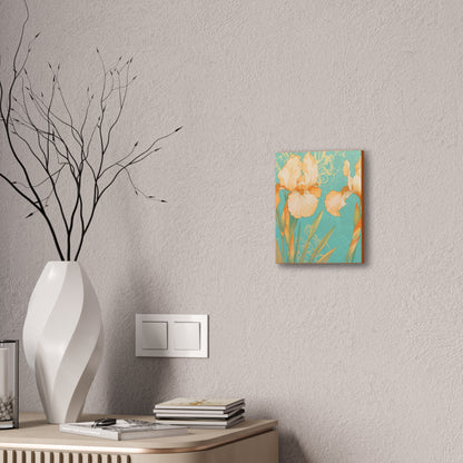 Iris Flowers on Turquois - Stretched Canvas