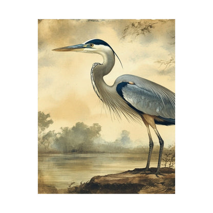Elegant Blue Heron Coastal Fine Art Print