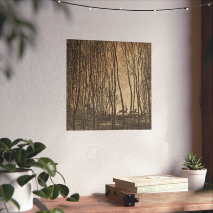 Deer Running Through Woods Nature Fine Art Print
