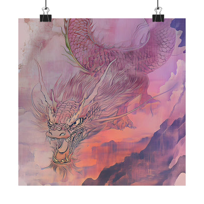 Mythical Red Dragon Fine Art Print - Matte Vertical Poster - Year of The Dragon Art - Zen Home Décor