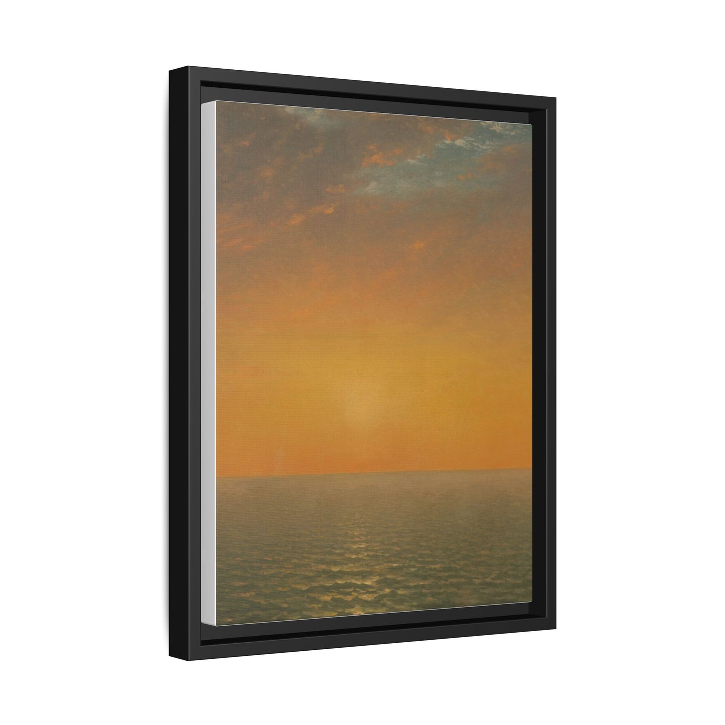 John Frederick Kensett : Sunset on the Sea (1872) - Museum Collection - Framed Canvas Print