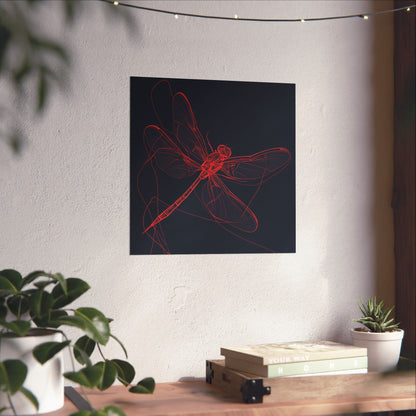 Red Dragonfly Fine Art Print -  Matte Poster – Modern Wall Art for Nature Lovers - Minimalist