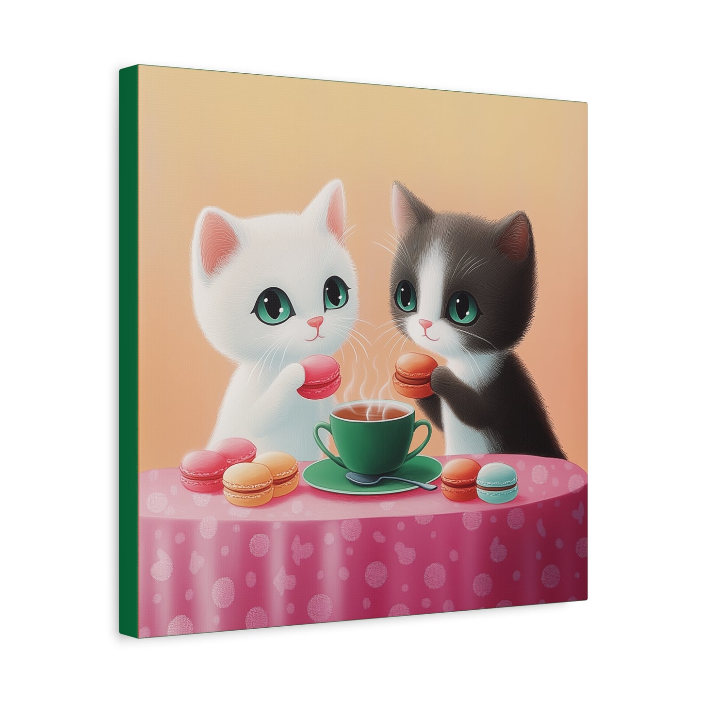 Whimsical Kitty Tea Time - Wall Art & Home Décor - Cute Cat Canvas Art