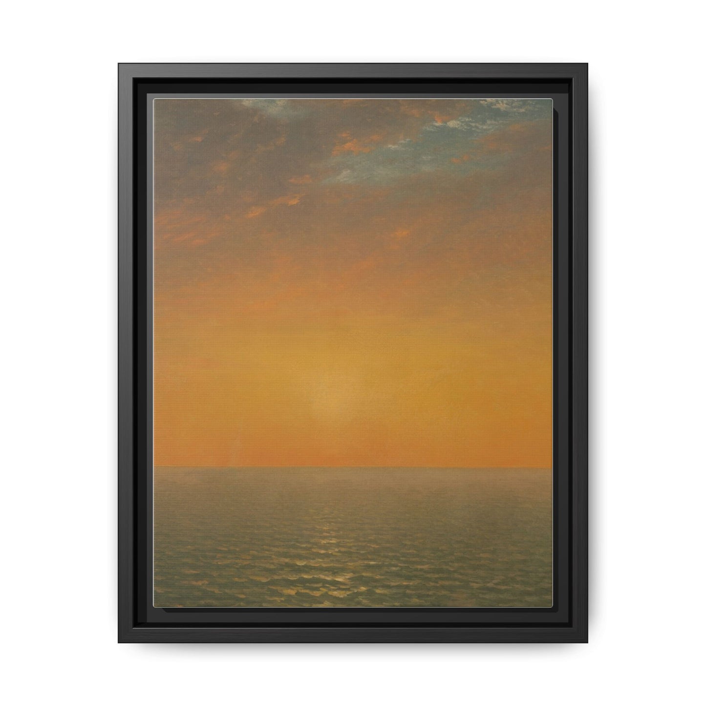 John Frederick Kensett : Sunset on the Sea (1872) - Museum Collection - Framed Canvas Print