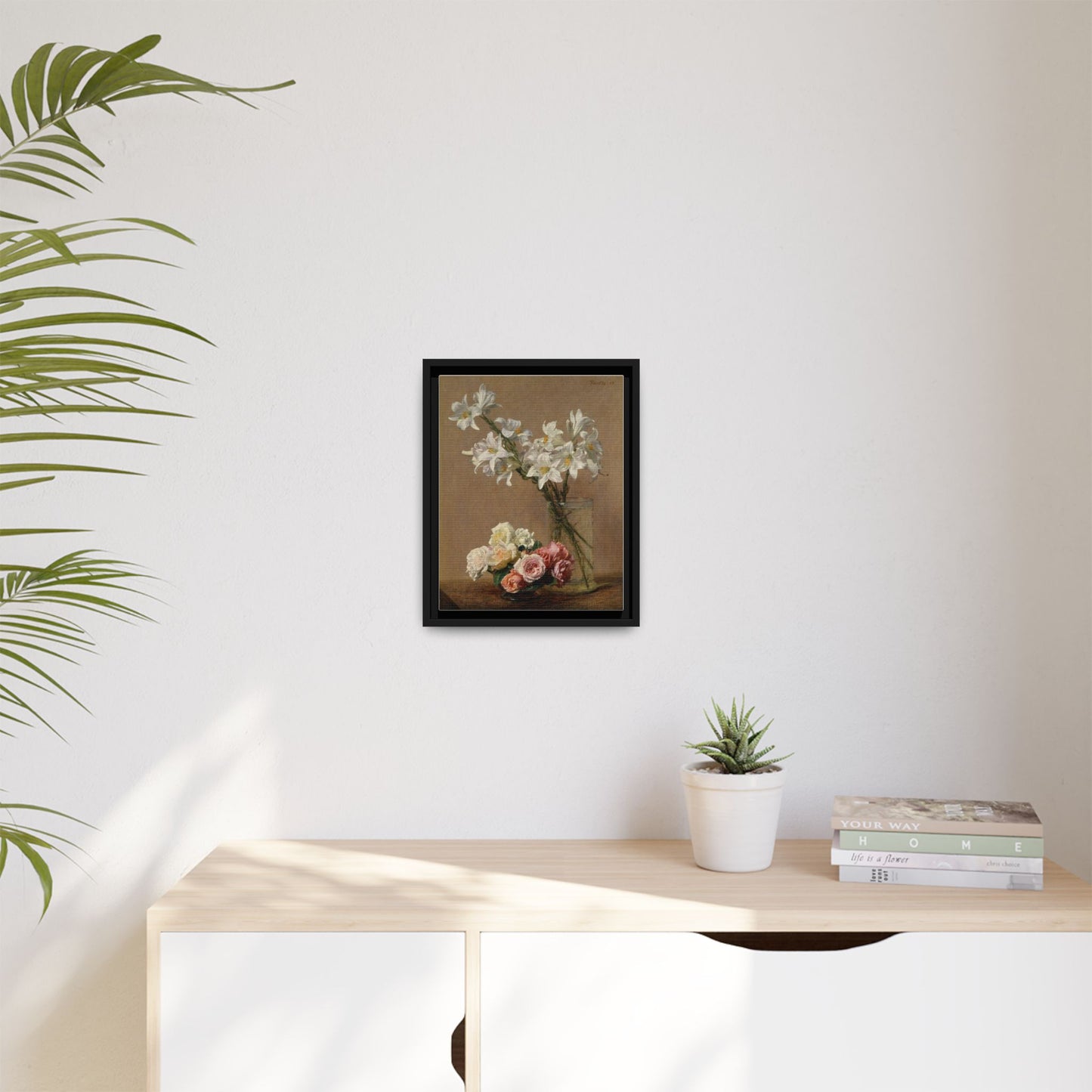 Henri Fantin-Latour : Roses and Lilies (1888) - Giclee Fine Art Print - Museum Collection Framed Canvas Print