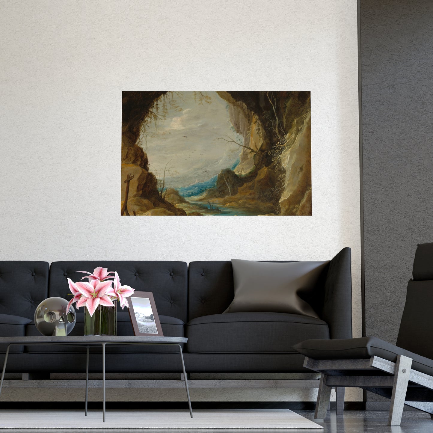 Vista from a Grotto - Romantic Cave Landscape Fine Art Poster