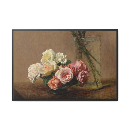 Henri Fantin-Latour : Roses and Lilies (1888) - Giclee Fine Art Print - Museum Collection Framed Canvas Print