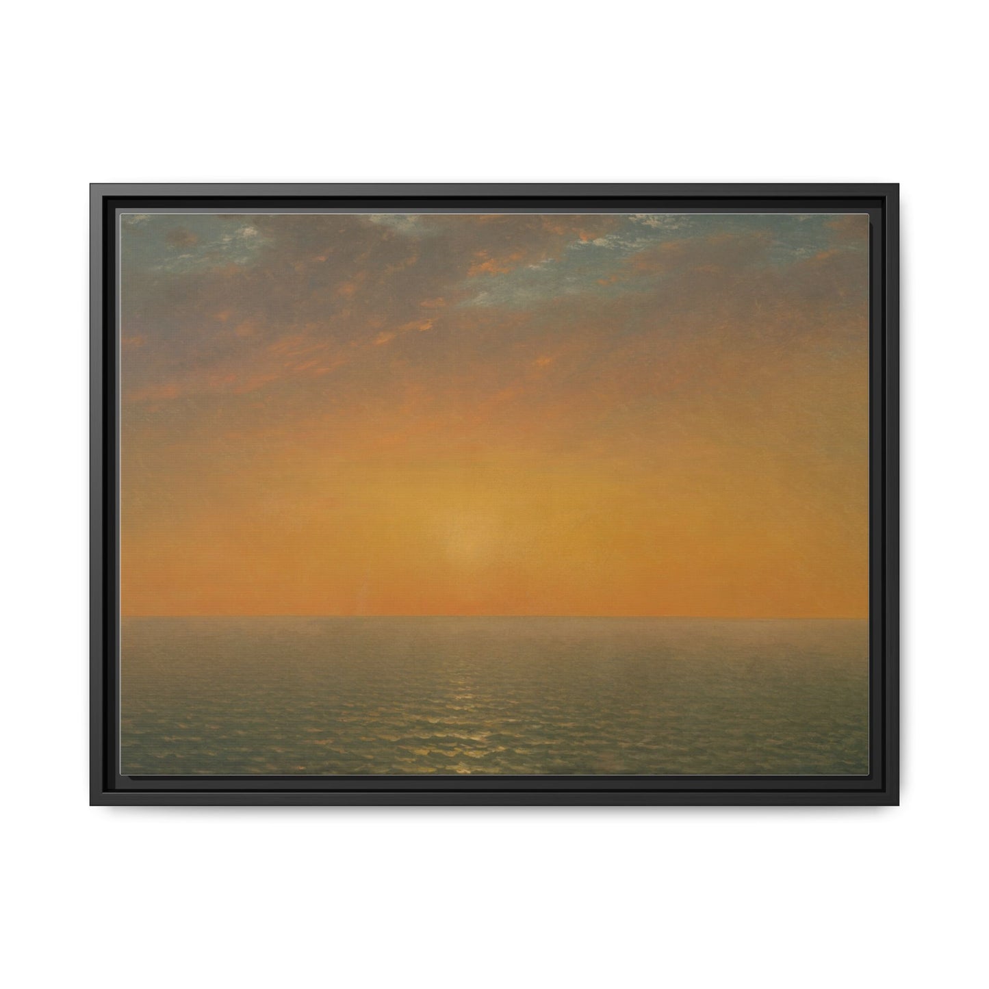 John Frederick Kensett : Sunset on the Sea (1872) - Museum Collection - Framed Canvas Print