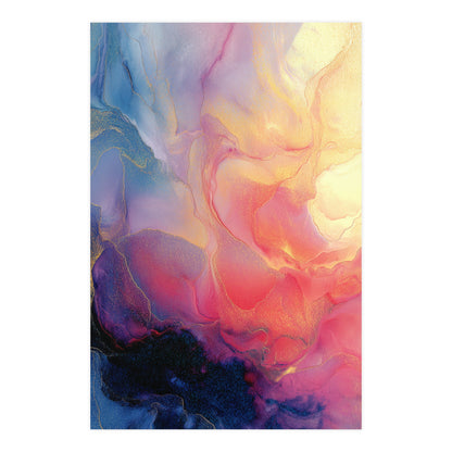 Muse (Style A) - Modern Abstract Fluid Art - Blue/Pink with Gold Highlights - Giclee Fine Art Print