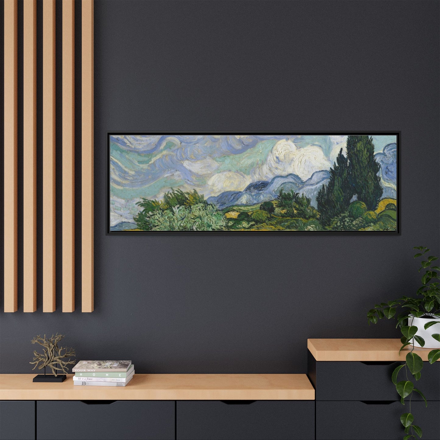 Van Gogh - Wheat Field with Cypresses - Museum Collection - Framed Canvas Print