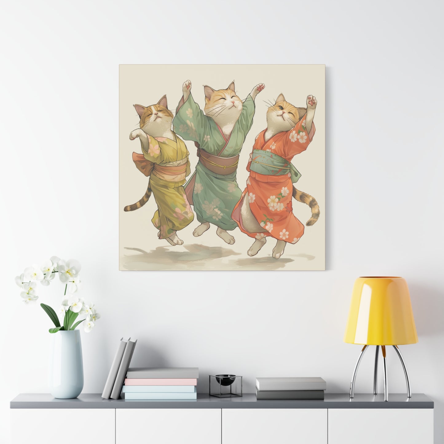 Cheery Cats Prancing - Wall Art Canvas - Home Décor