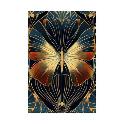 Art Deco Golden Butterfly Fine Art Print - Matte Vertical Poster - Vibrant Home Décor - Chic Style