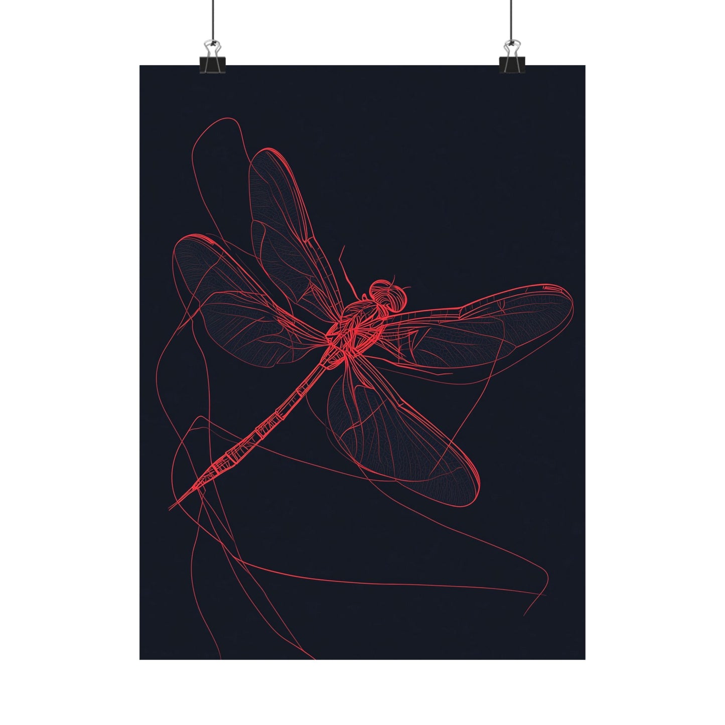 Red Dragonfly Fine Art Print -  Matte Poster – Modern Wall Art for Nature Lovers - Minimalist