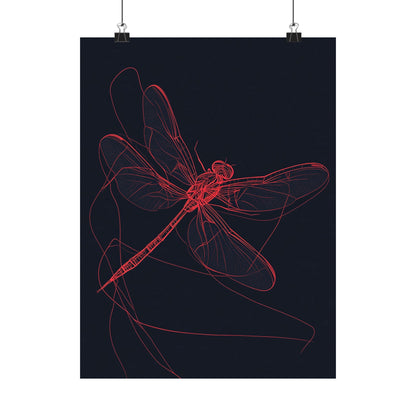 Red Dragonfly Fine Art Print -  Matte Poster – Modern Wall Art for Nature Lovers - Minimalist