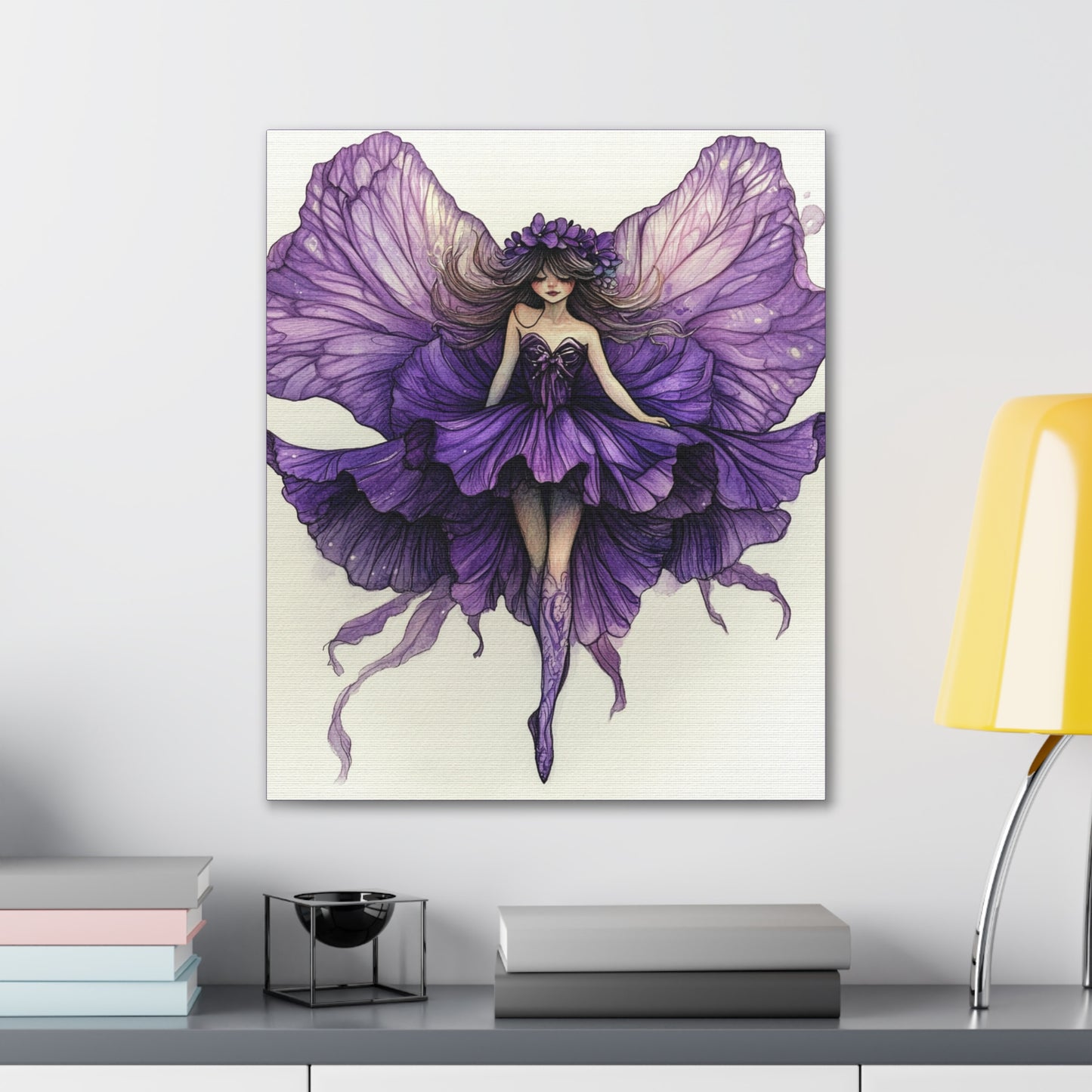 A Violet Affair - Fairies & Flowers Collection - Wall Art - on Canvas