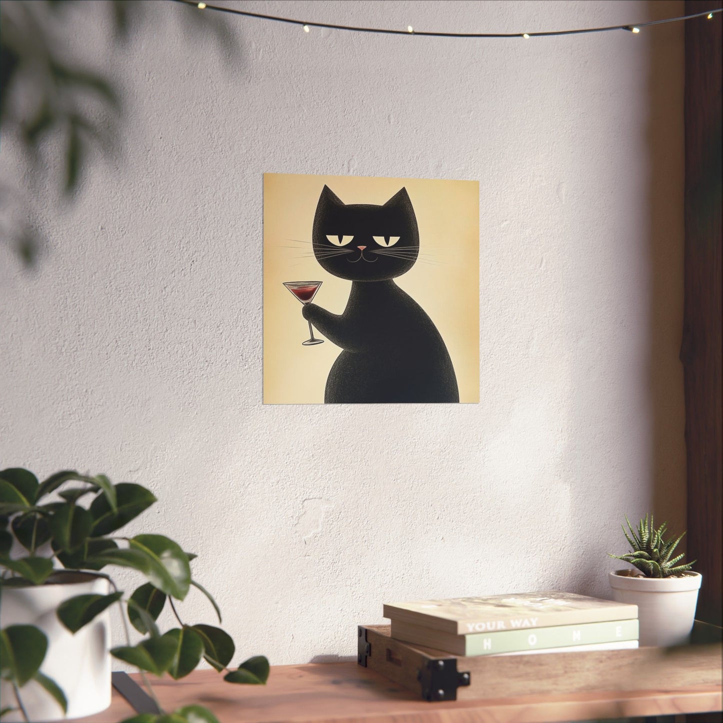 Cat with a Cocktail - Cat Café Series - Fine art print - Matte Vertical Wall Art  - Poster Print - for Cat Lovers