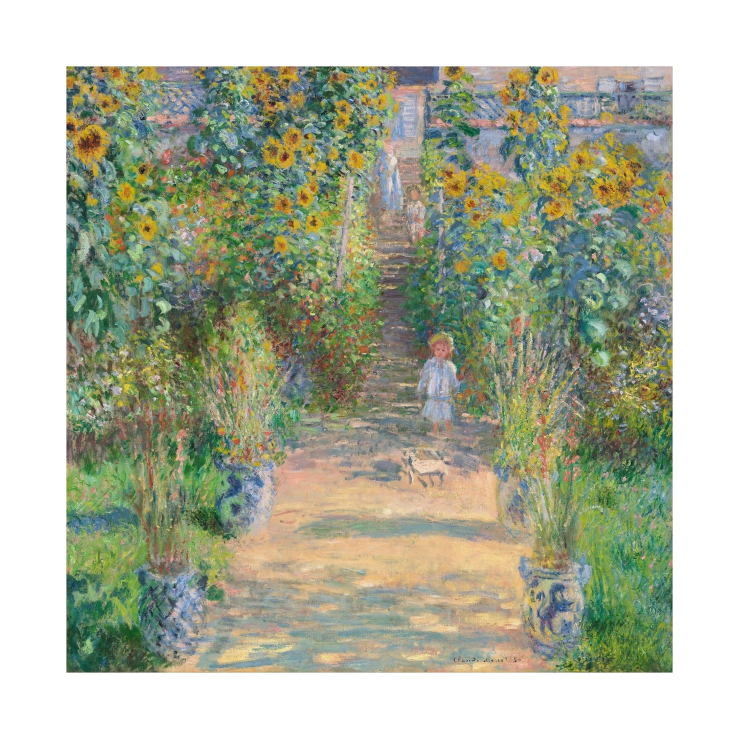 Monet - Garden at Vétheuil Sunflower Fine Art Print