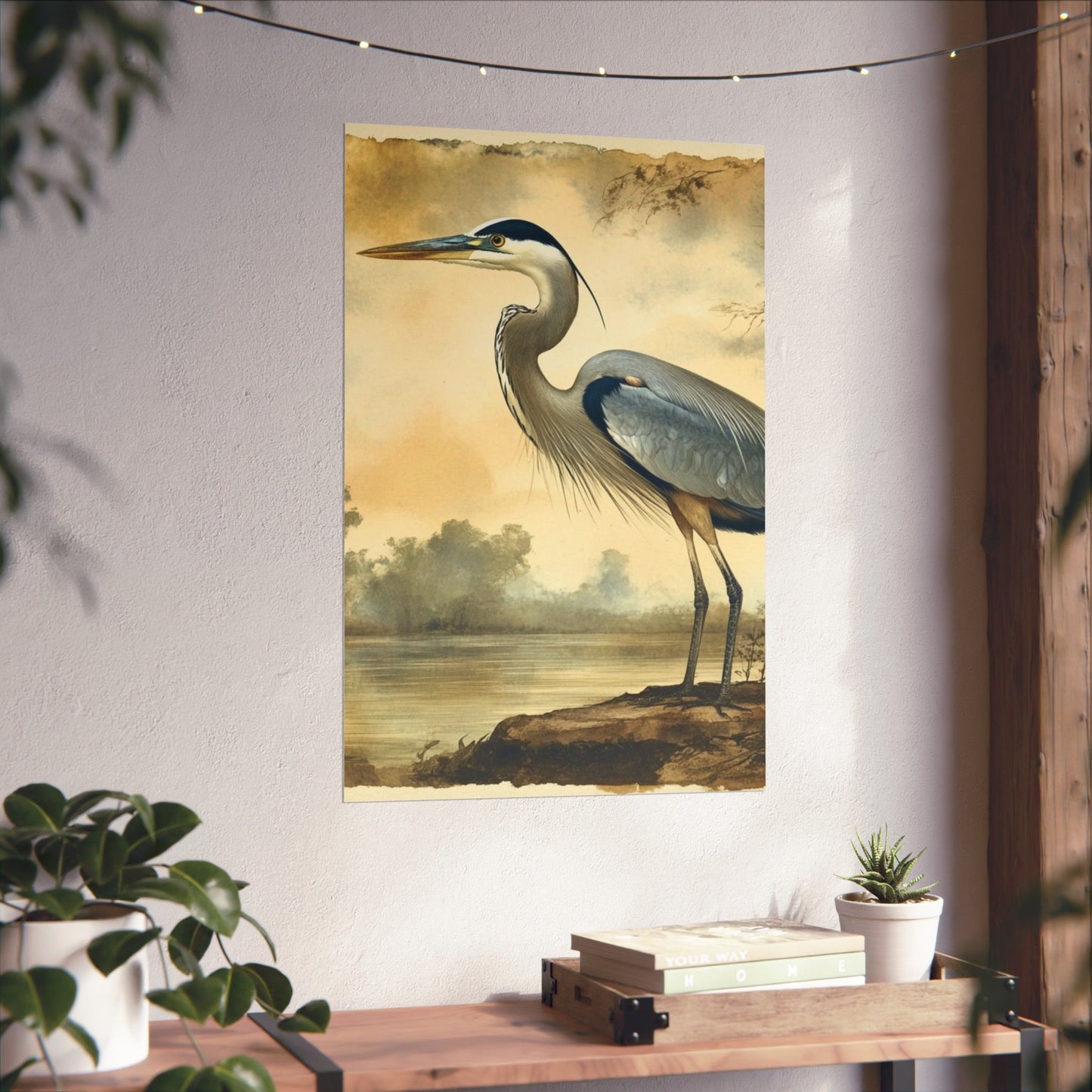 Elegant Blue Heron Coastal Fine Art Print