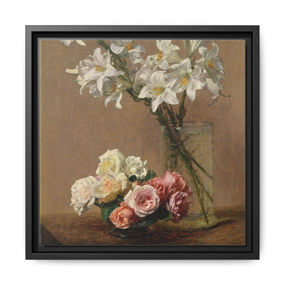 Henri Fantin-Latour : Roses and Lilies (1888) - Giclee Fine Art Print - Museum Collection Framed Canvas Print