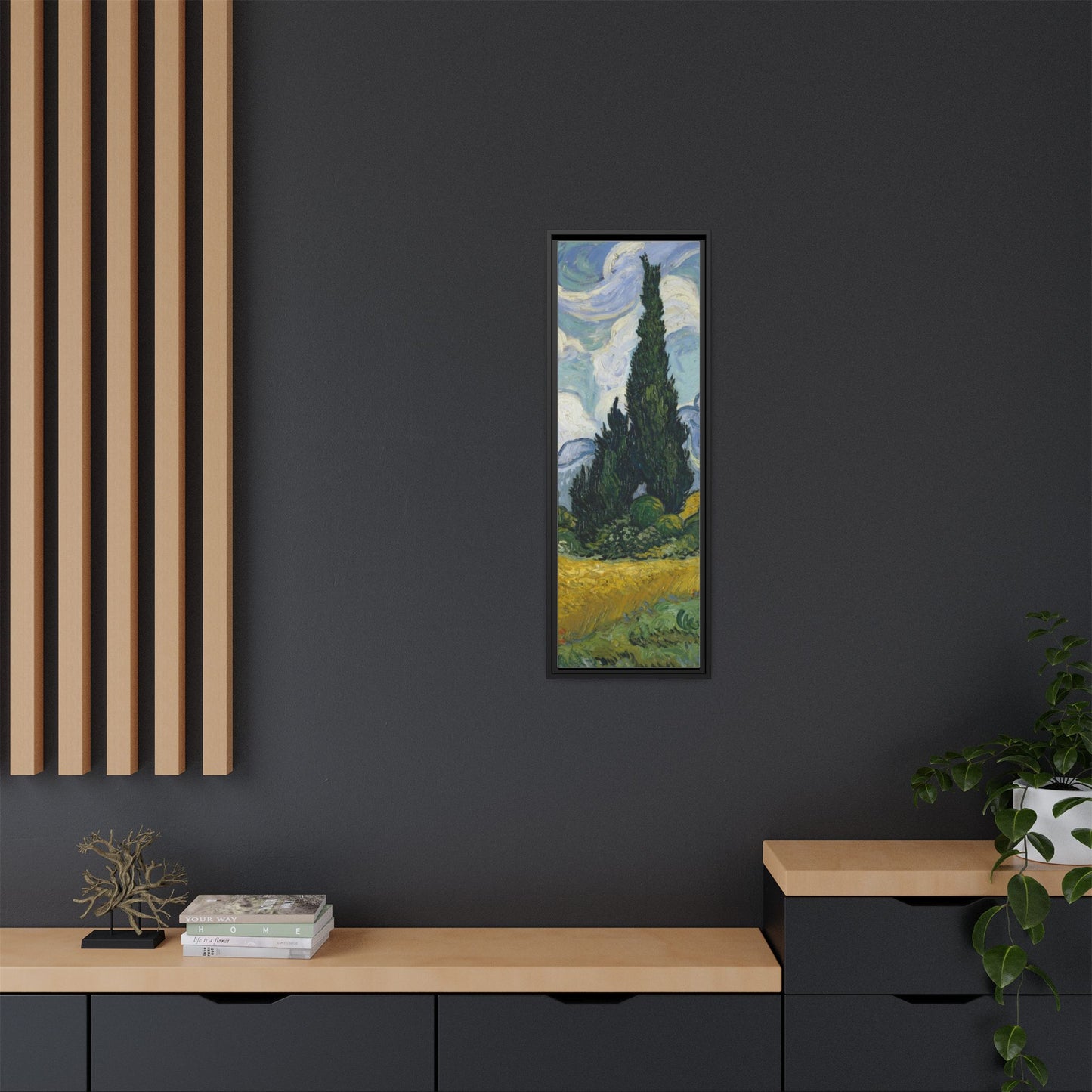 Van Gogh - Wheat Field with Cypresses - Museum Collection - Framed Canvas Print