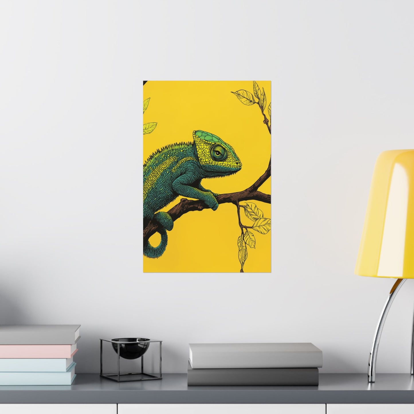 I am not Amused - The Candid Chameleon - Whimsical Animals - Fine Art Print - Vertical Poster - Bohemian Wall Art