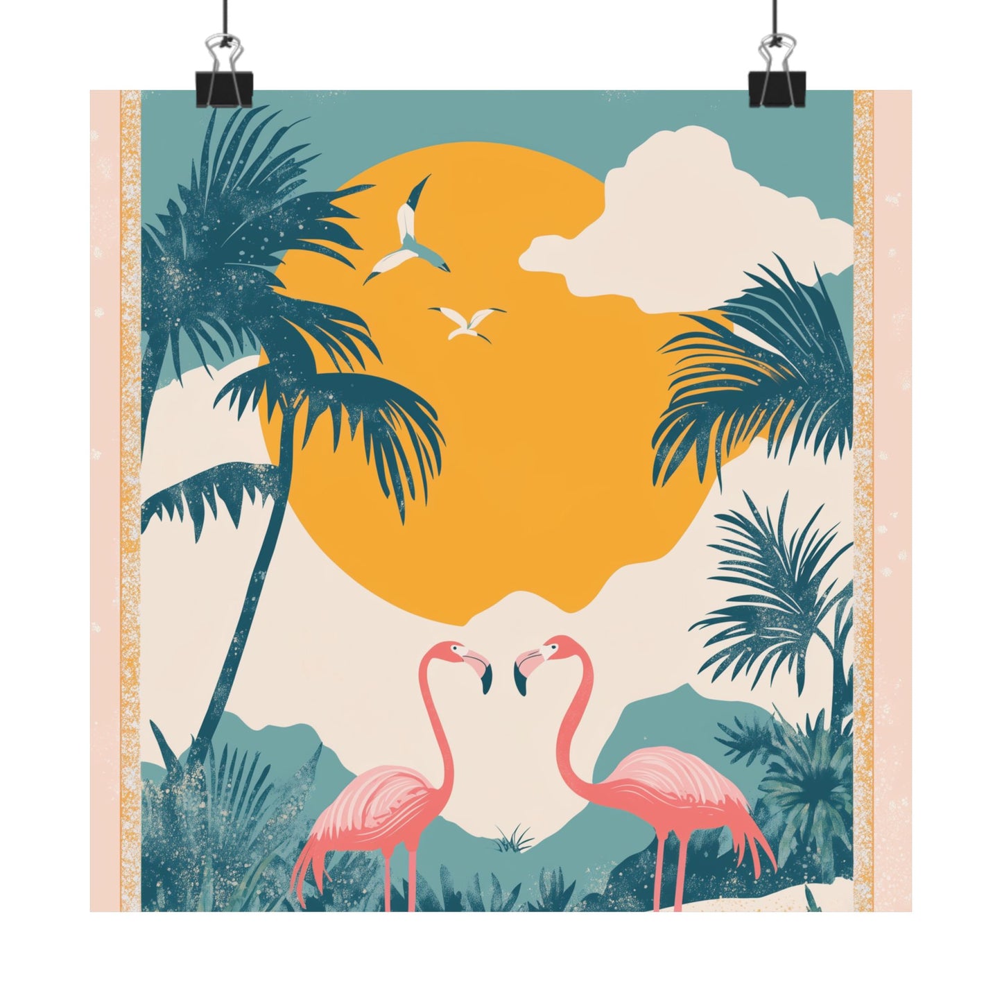 Welcome to Miami - Tropical Flamingo Poster - Boho Wall Art - Bohemian Art Prints - Home Décor