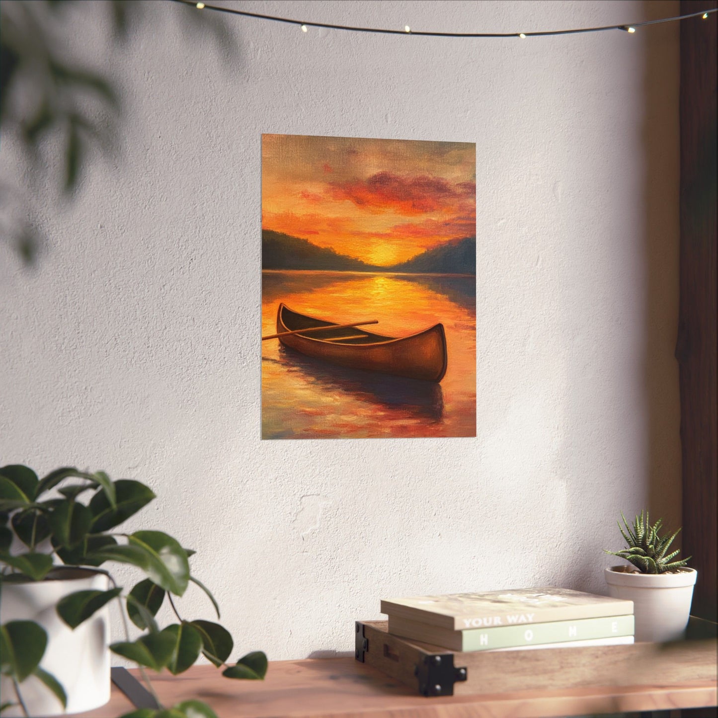 Summer Sunset Canoe on Lake Fine Art Print