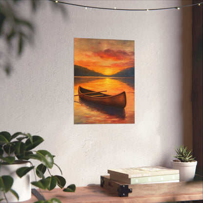 Summer Sunset Canoe on Lake Fine Art Print