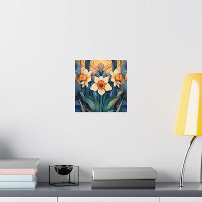 Elegant Daffodil Floral Fine Art Print - Matte Vertical Poster - Daffodil Art Print for Home Décor