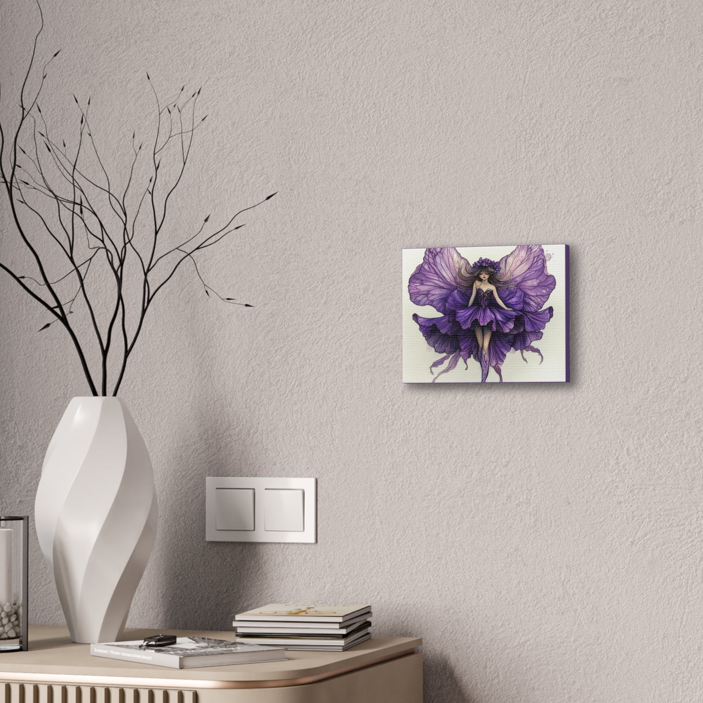 A Violet Affair - Fairies & Flowers Collection - Wall Art - on Canvas
