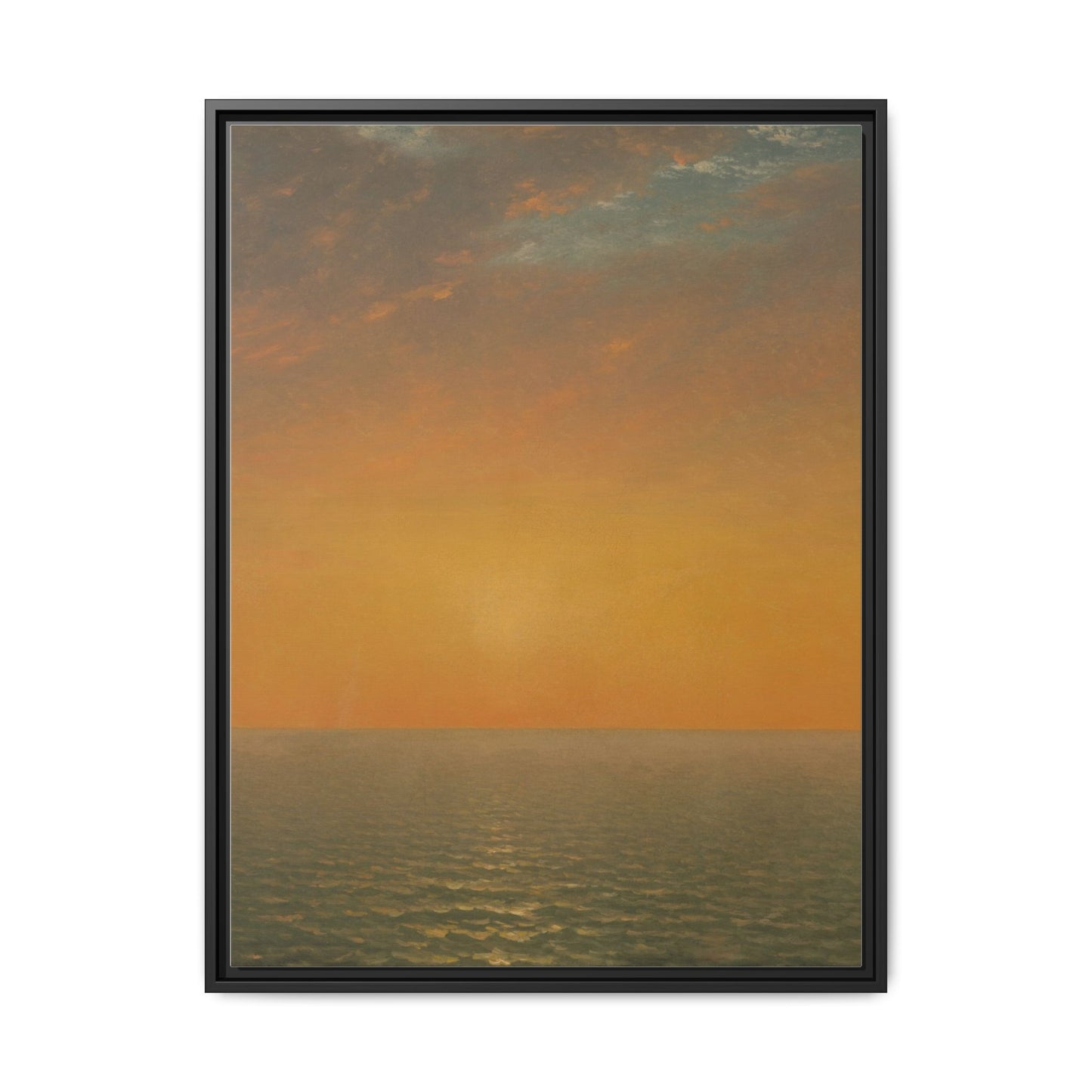John Frederick Kensett : Sunset on the Sea (1872) - Museum Collection - Framed Canvas Print
