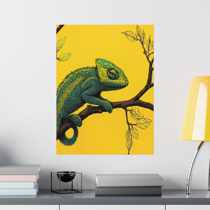 I am not Amused - The Candid Chameleon - Whimsical Animals - Fine Art Print - Vertical Poster - Bohemian Wall Art