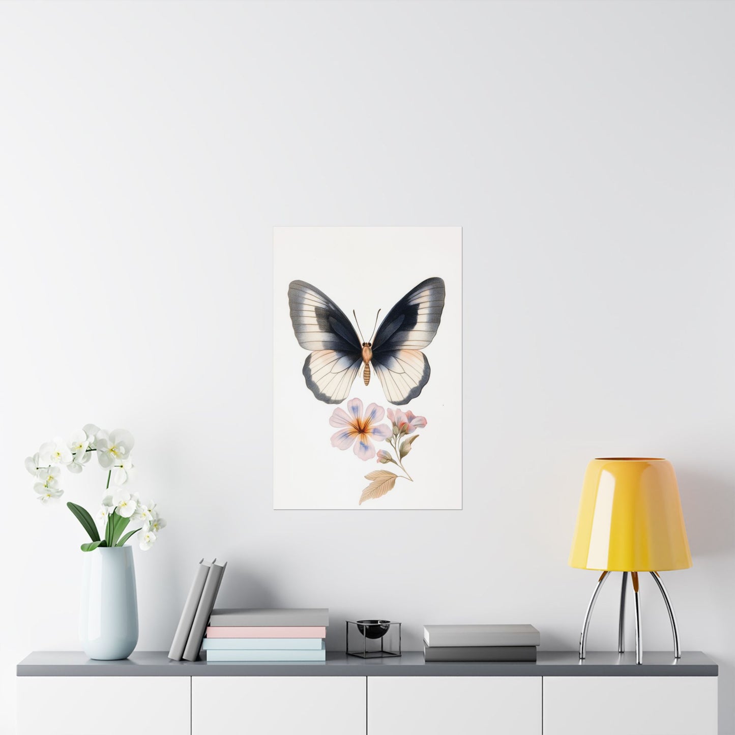 Vintage Butterfly Botanical Print - Matte Vertical Poster - Elegant Wall Art for Nature Lovers