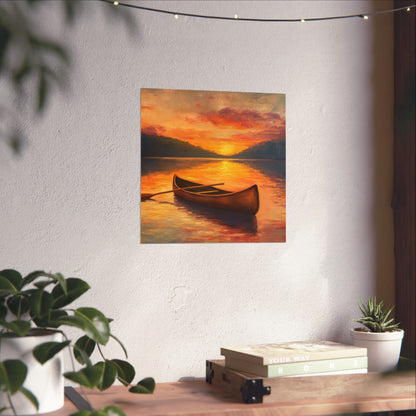 Summer Sunset Canoe on Lake Fine Art Print