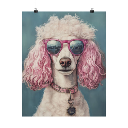 Poodle with Pink Sunglasses - Fine Art Print Poster - Whimsical Animals Series - Wall Art for Dog Lovers