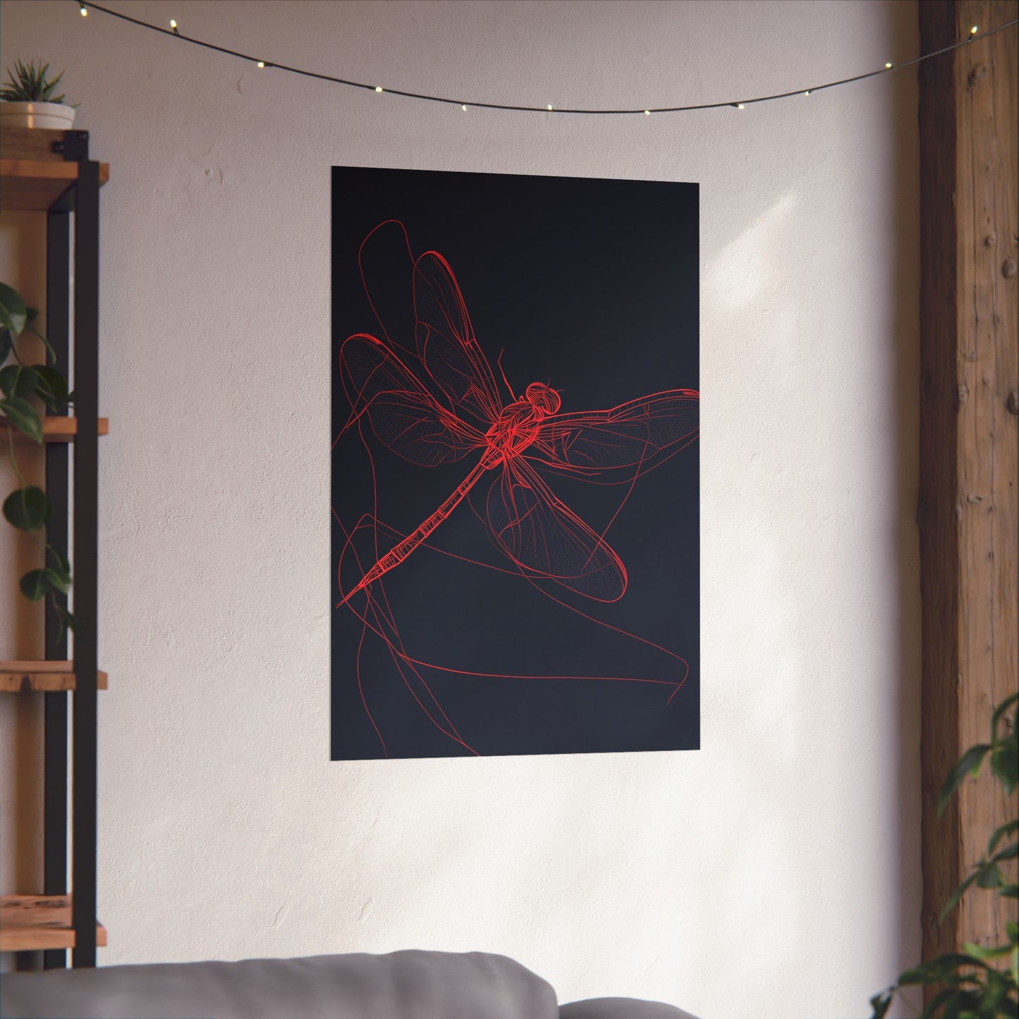 Red Dragonfly Fine Art Print -  Matte Poster – Modern Wall Art for Nature Lovers - Minimalist