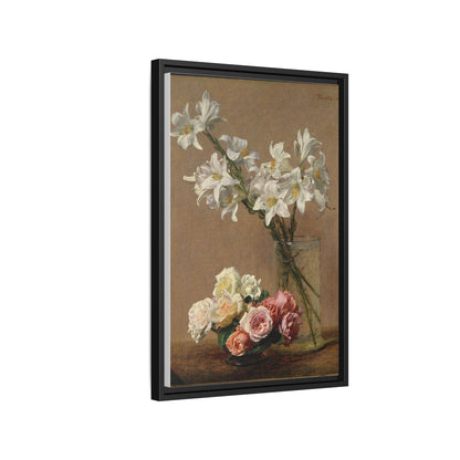 Henri Fantin-Latour : Roses and Lilies (1888) - Giclee Fine Art Print - Museum Collection Framed Canvas Print