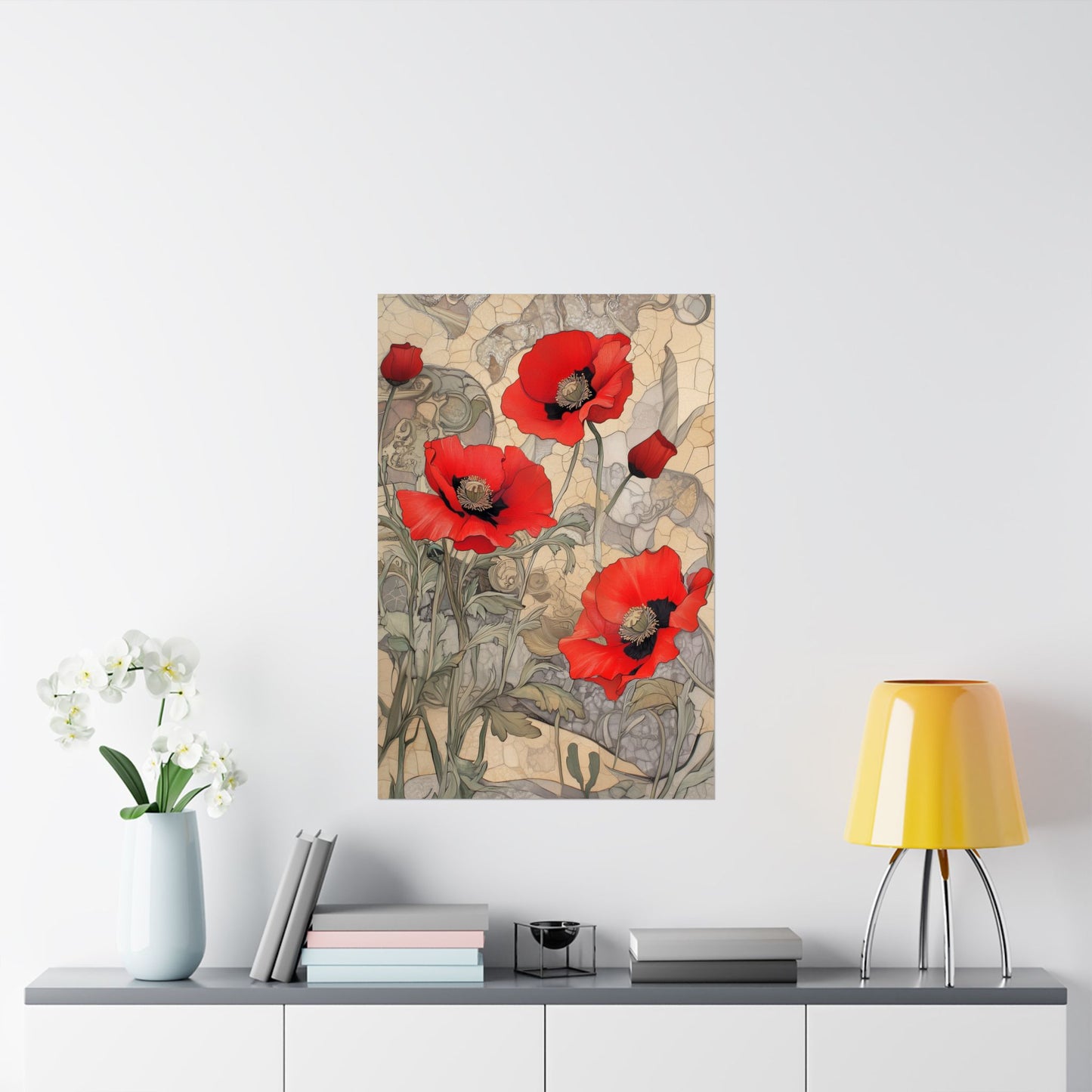 Pretty Poppy Fine Art Print - Floral Matte Vertical Poster – Artwork for Home Décor