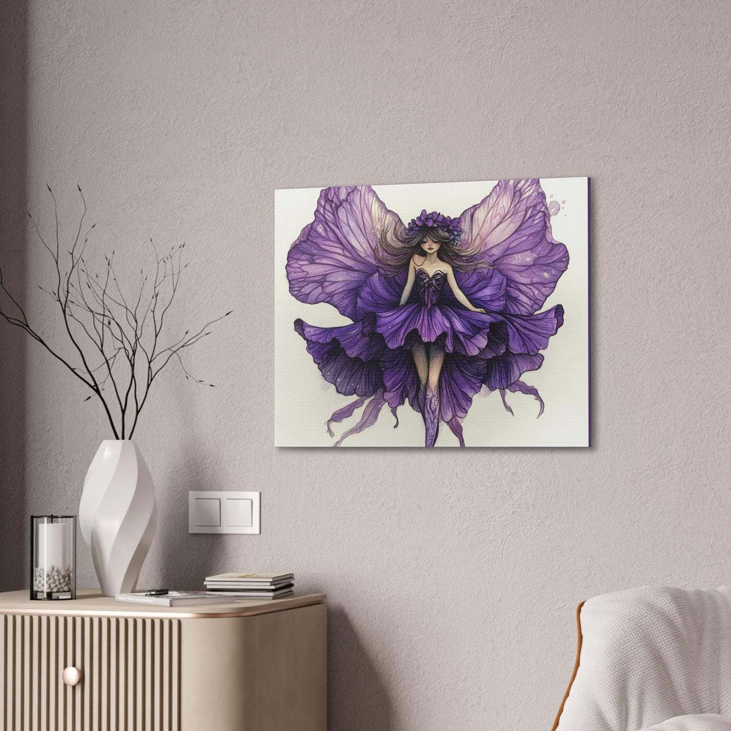 A Violet Affair - Fairies & Flowers Collection - Wall Art - on Canvas