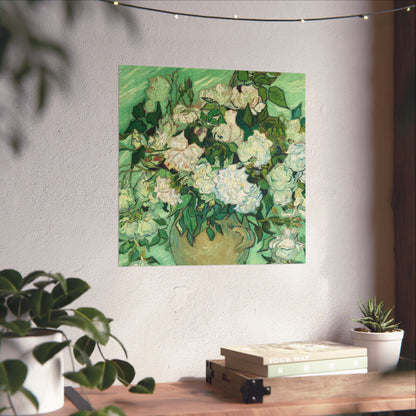 White Roses Painting - Fine Art Prints - Vintage Painting Prints - Elegant Floral - Matte Vertical Poster - White Roses Art Print