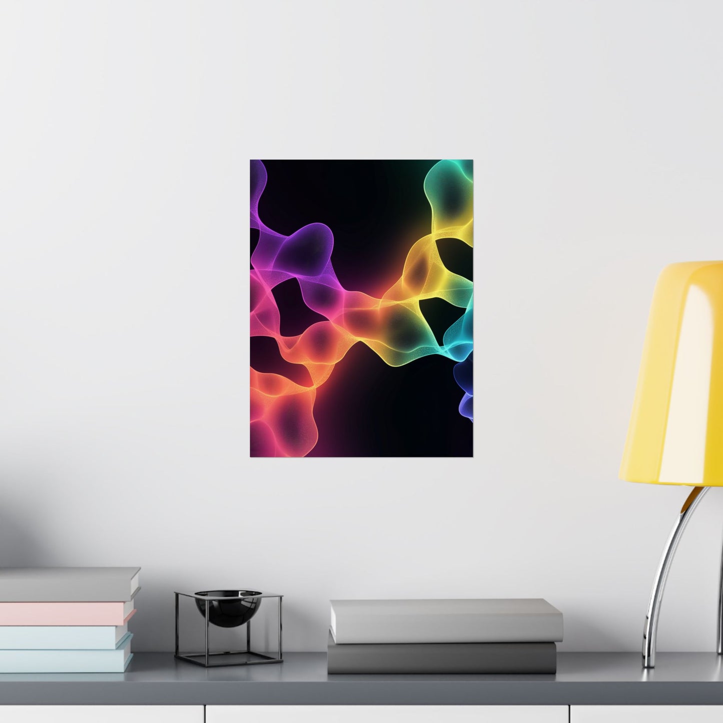 Vibrant Spectrum Abstract Poster - Colorful Wavelengths Energetic Art Print - Black Light Art - Spectrum of Light Wall Art