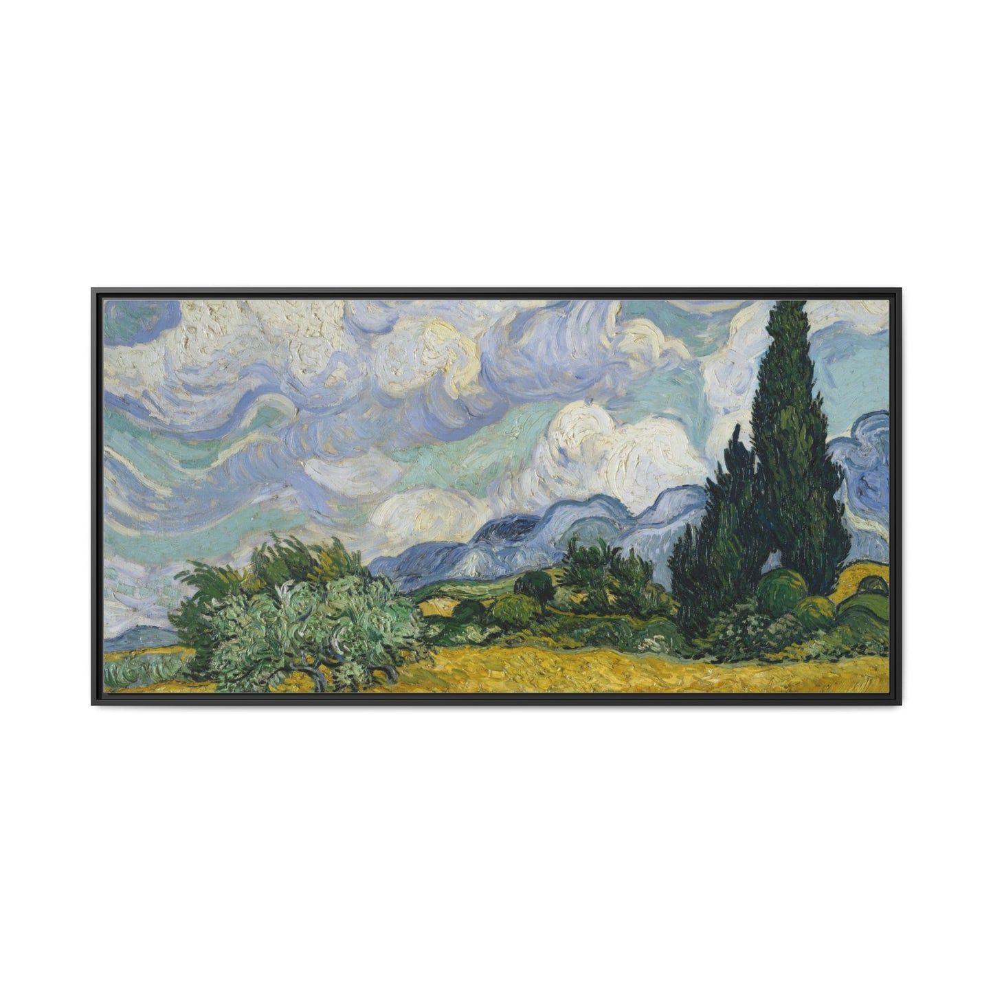 Van Gogh - Wheat Field with Cypresses - Museum Collection - Framed Canvas Print