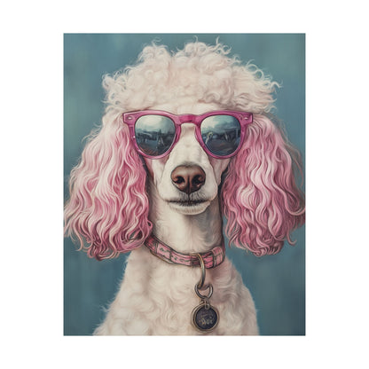 Poodle with Pink Sunglasses - Fine Art Print Poster - Whimsical Animals Series - Wall Art for Dog Lovers