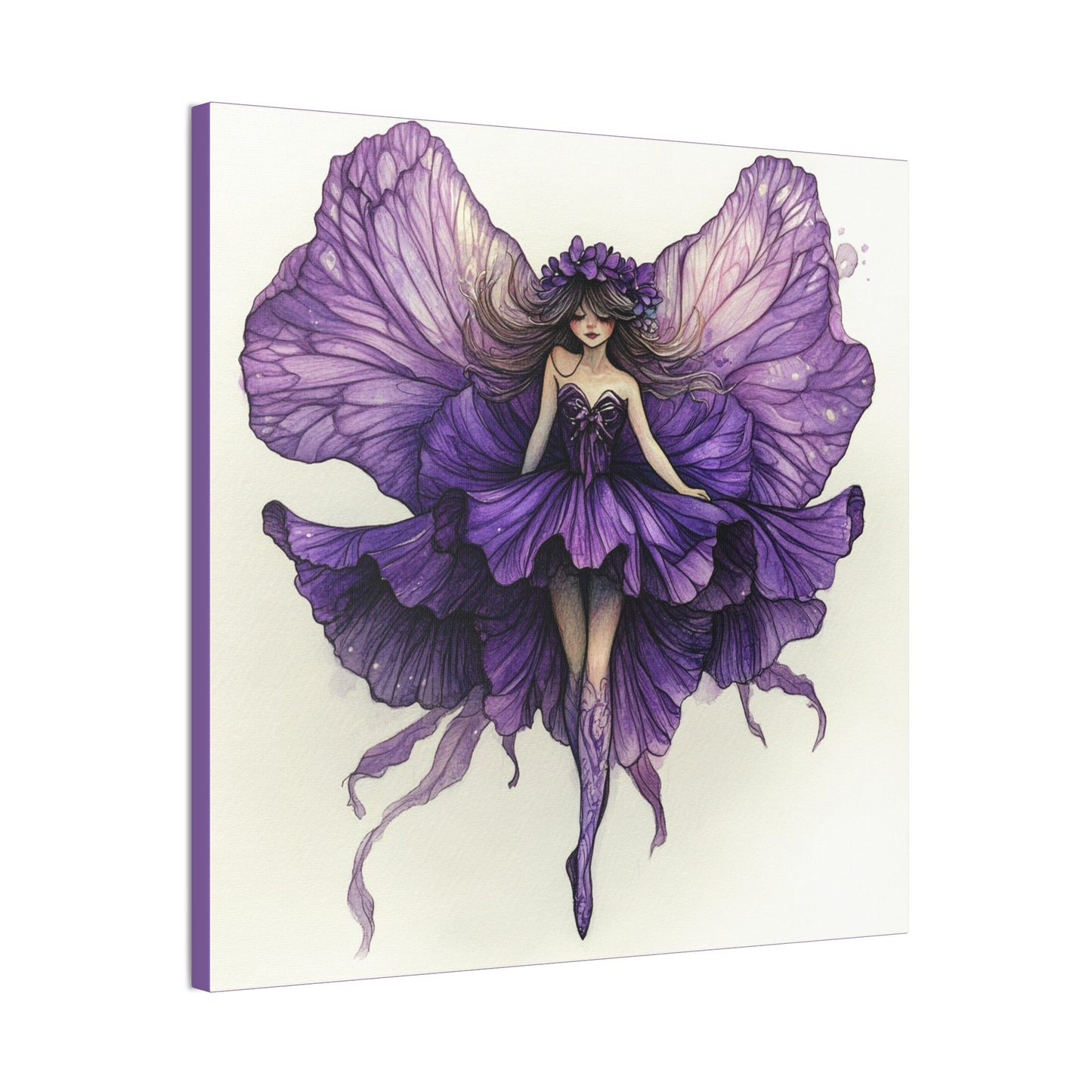A Violet Affair - Fairies & Flowers Collection - Wall Art - on Canvas