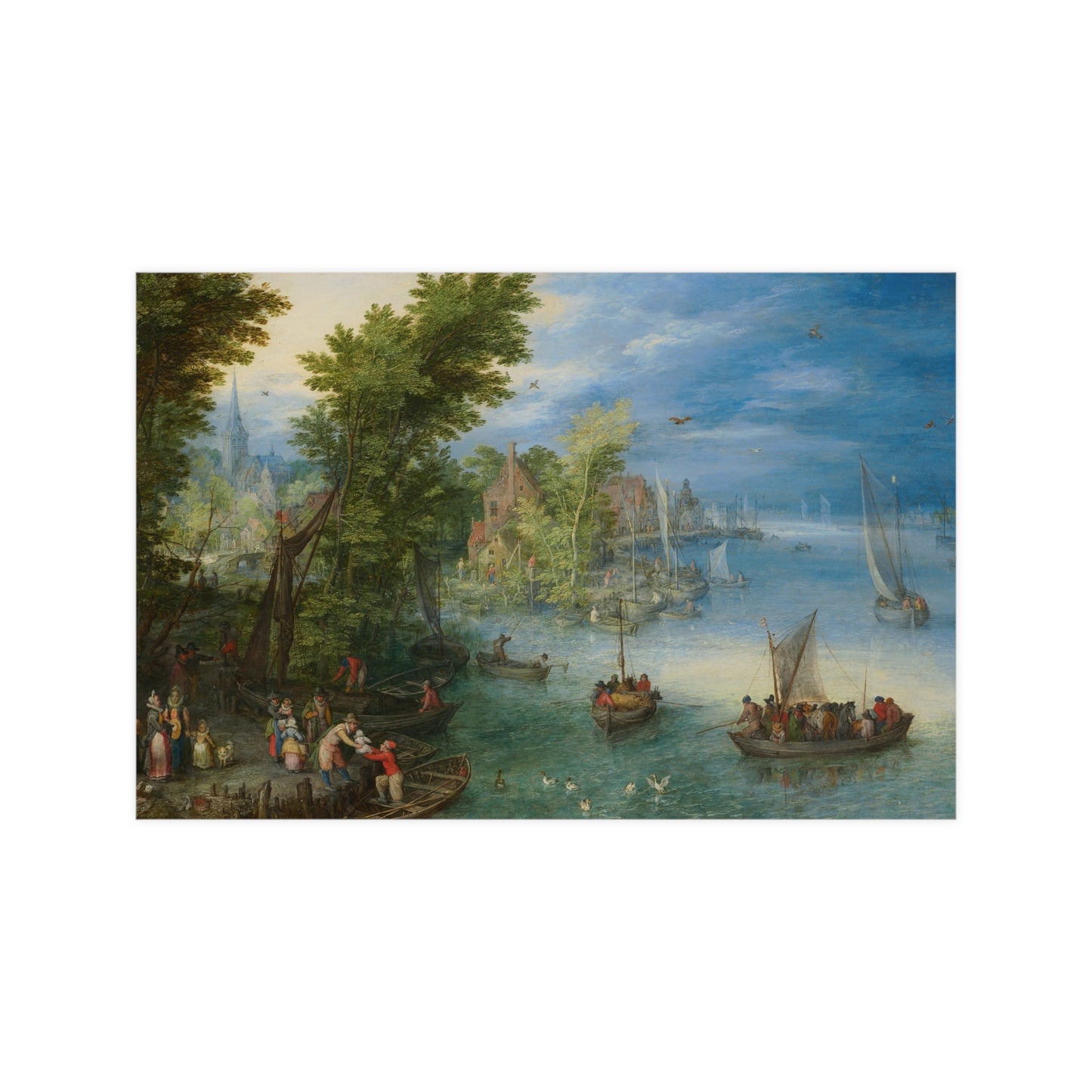 River Landscape Scene - Dutch Golden Age - Vintage Fine Art Print