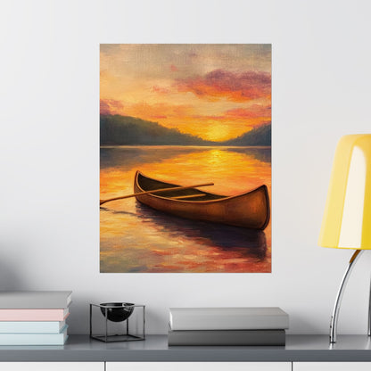 Summer Sunset Canoe on Lake Fine Art Print