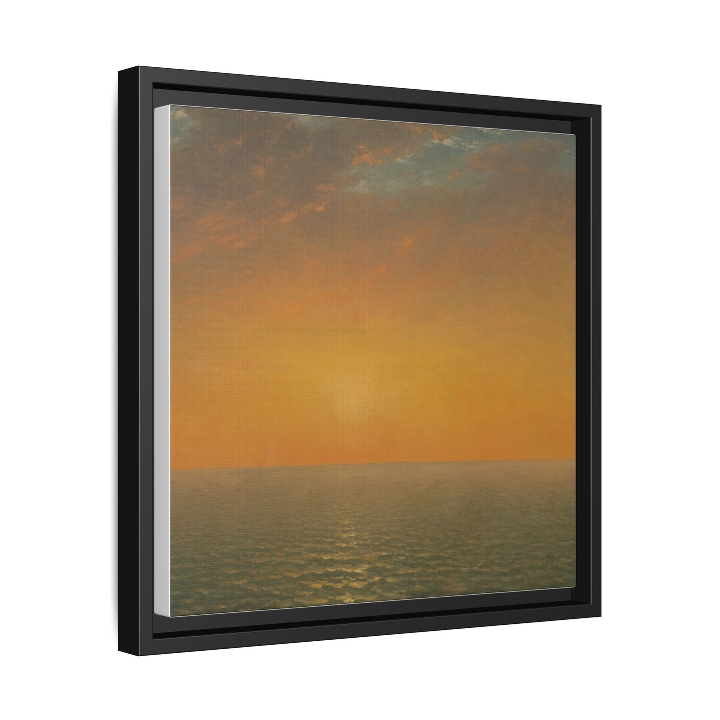John Frederick Kensett : Sunset on the Sea (1872) - Museum Collection - Framed Canvas Print
