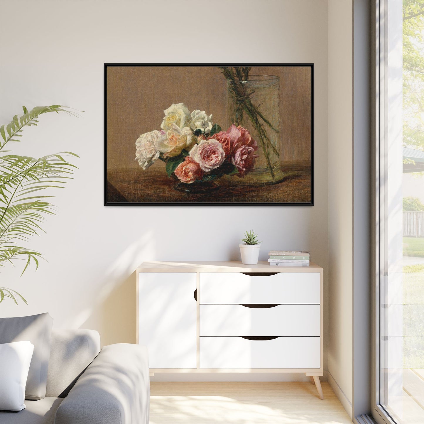 Henri Fantin-Latour : Roses and Lilies (1888) - Giclee Fine Art Print - Museum Collection Framed Canvas Print